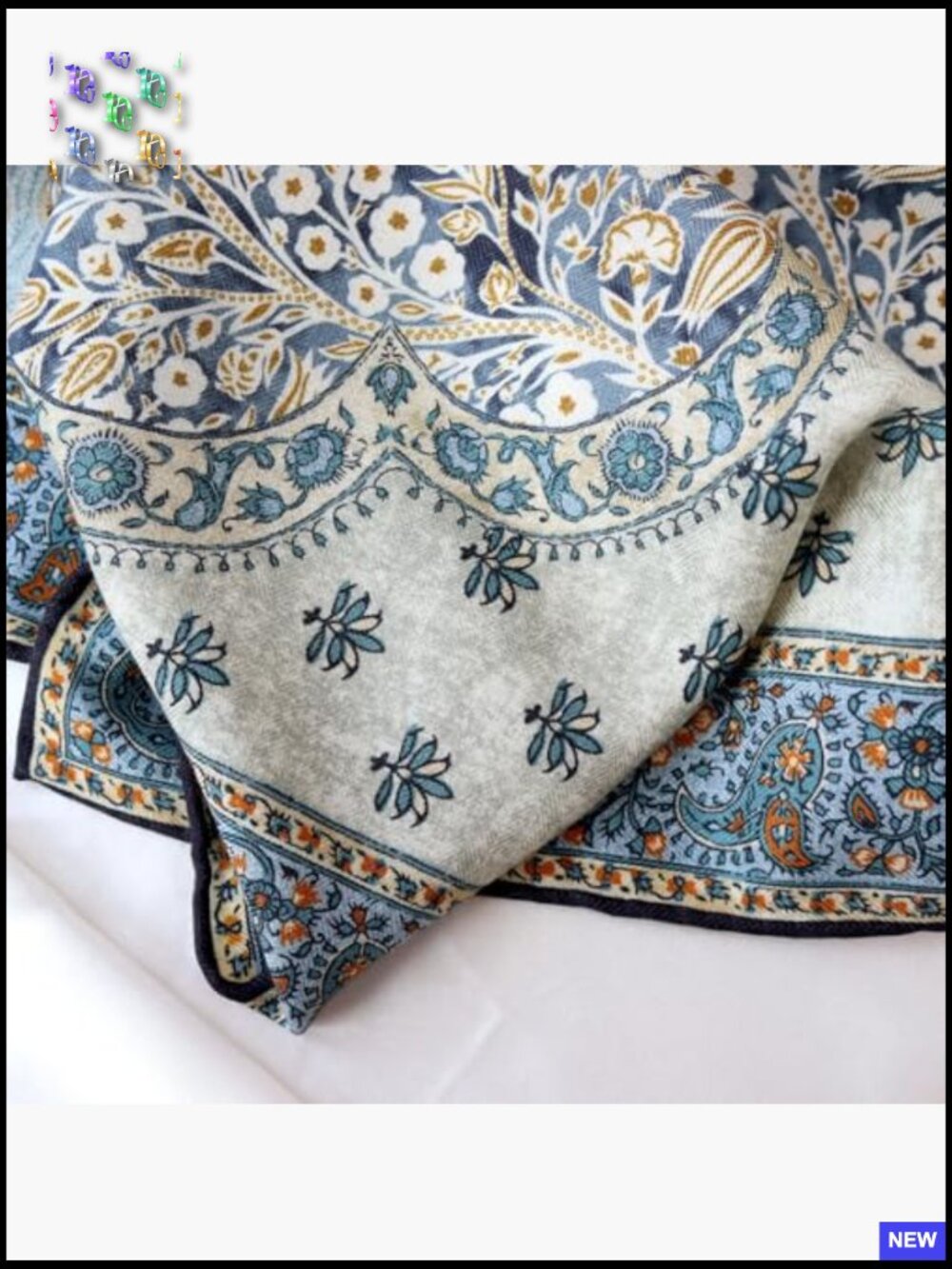 Square Silk Wool Blend Scarf Lightweight Printed Wrap - Picture 6 of 7
